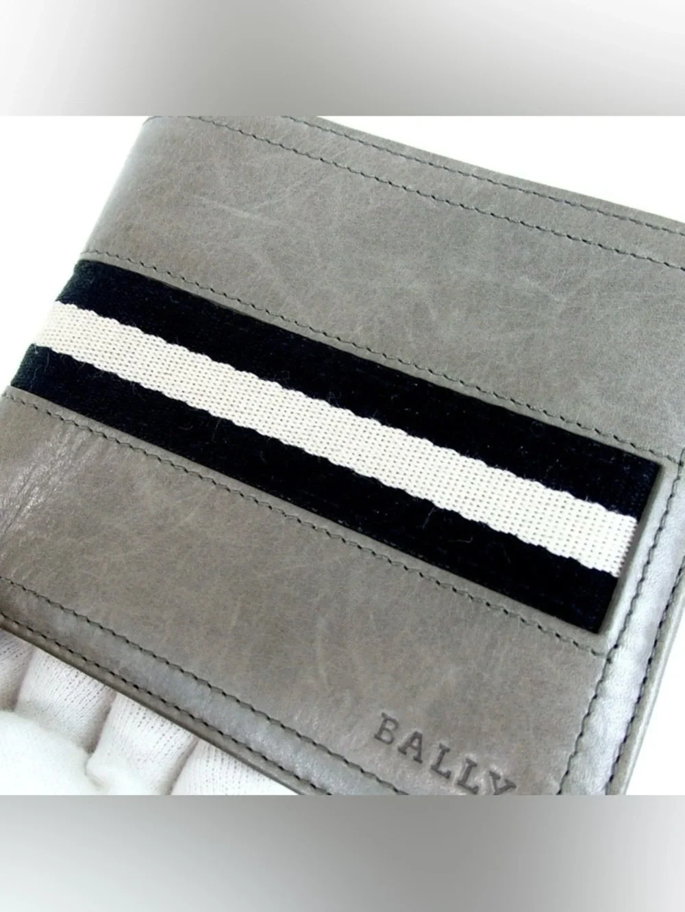 BALLY Signature Stripe Leather Bifold Wallet 🖤